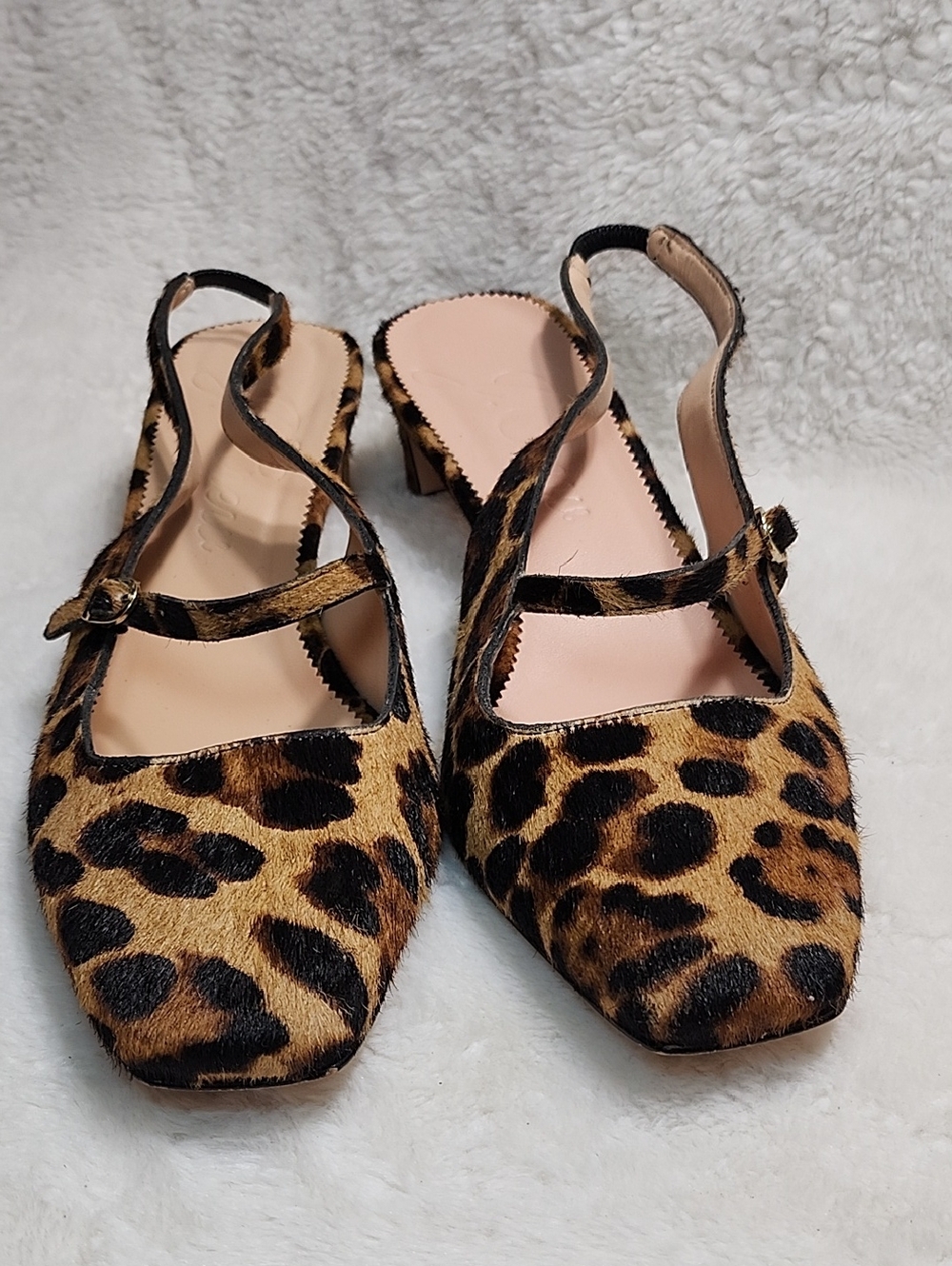 J.Crew Layla slingback Mary Jane heels in leopard calf hair 10 - Picture 5 of 16